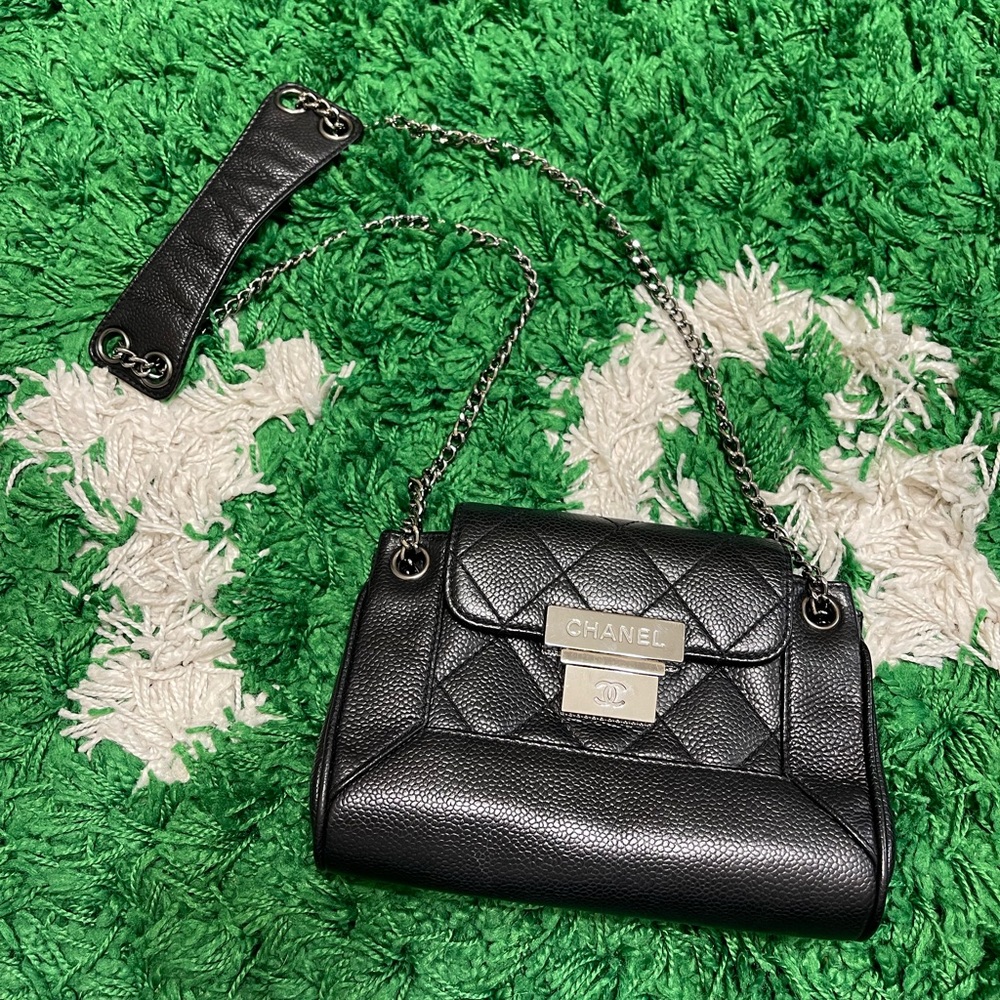 Chanel Accordion Push Lock Flap Bag